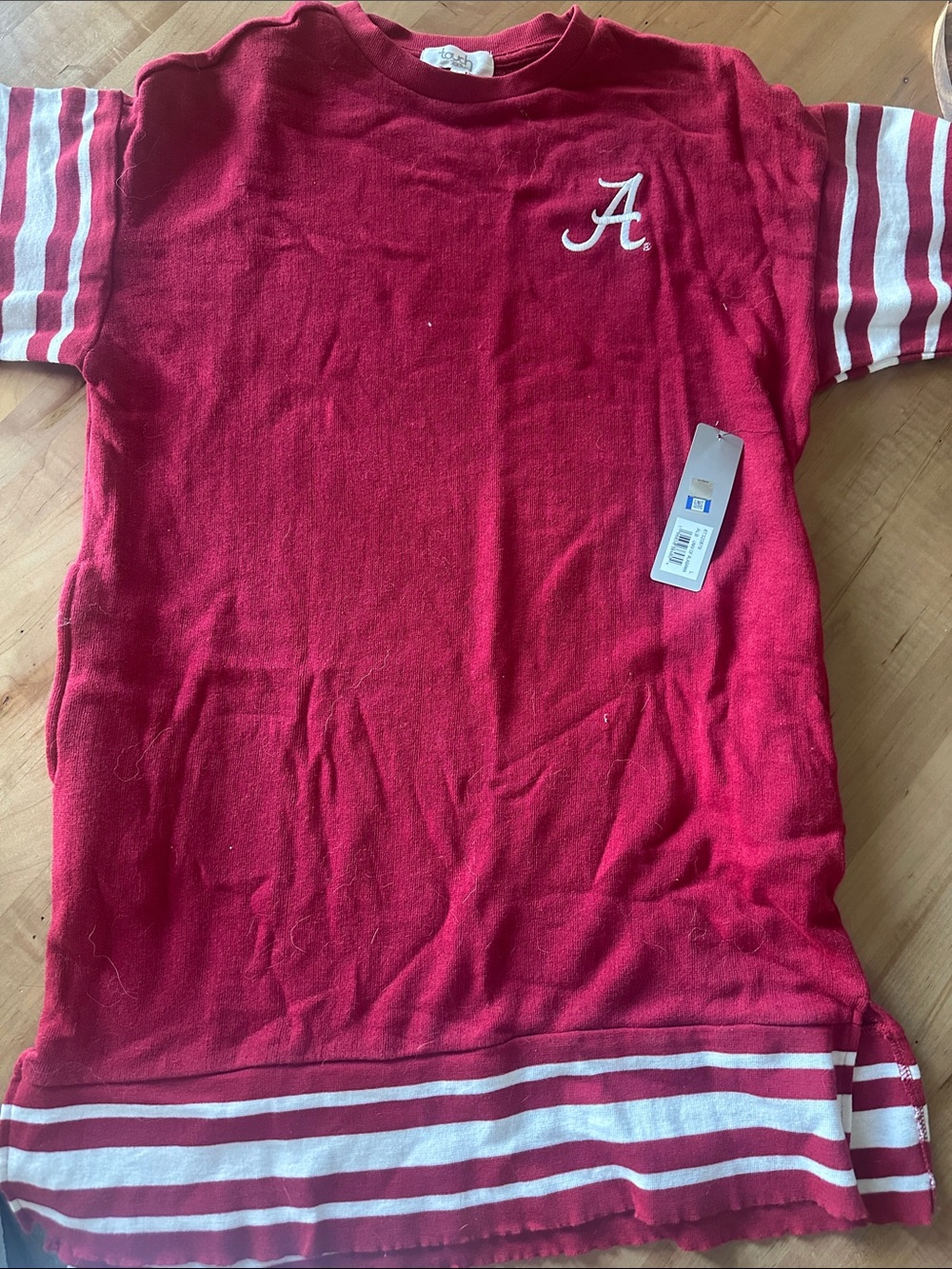 Kids Red Short-Sleeve Tee with White Stripe Accents